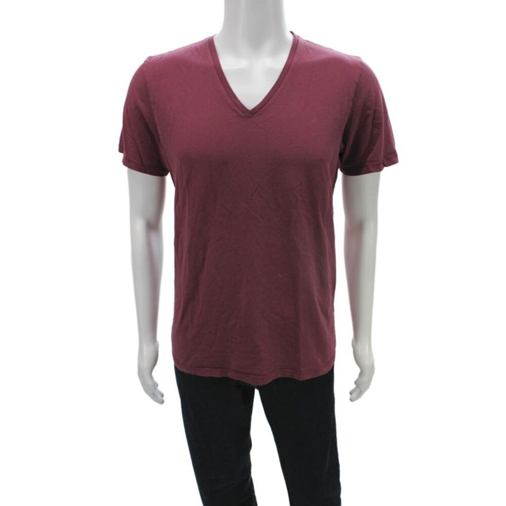 Barneys New York Mens Red V-Neck Cotton T-Shirt Short Sleeve Size L